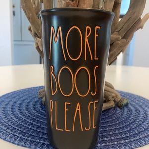 Rae Dunn MORE BOOS PLEASE Tumble with Orange lid